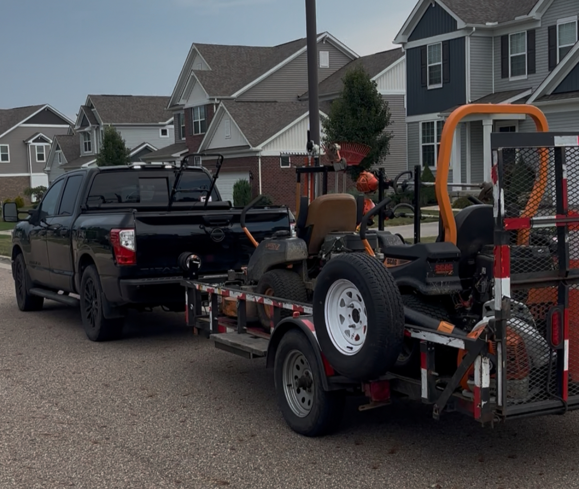Morris Lawn Management truck and trailer